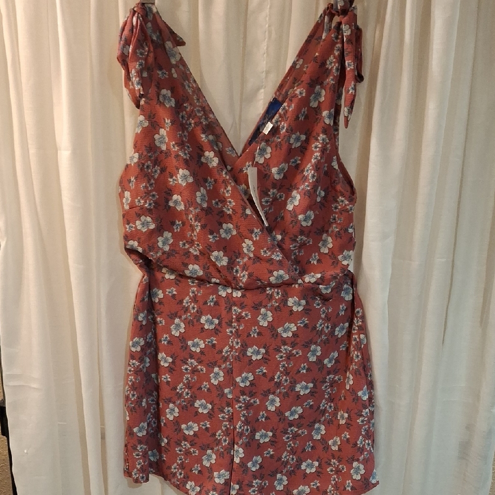 Floral Tie Strap Shorts Romper